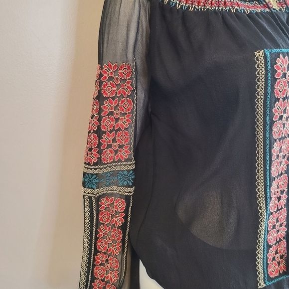 MM Couture Black Boho Embroidered Top - Picture 8 of 11